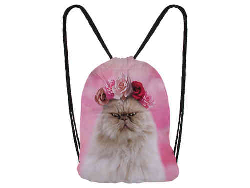Beutel - Tasche, Katze mit Blumenkranz